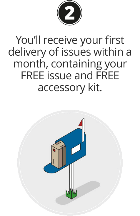 You’ll receive your first delivery of issues within a month, containing your FREE  issue and FREE accessory kit.